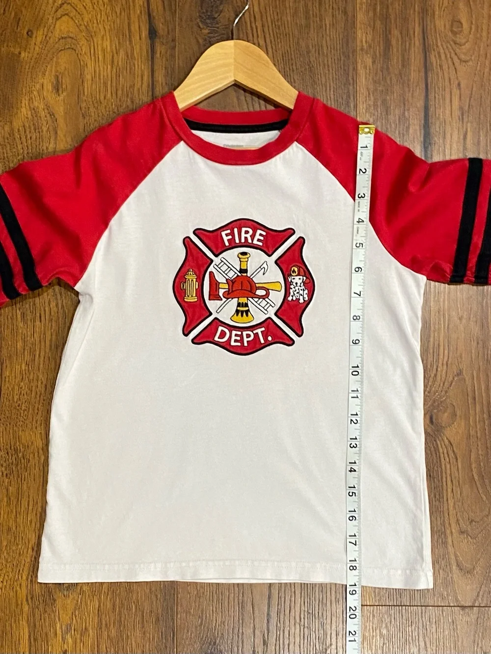 Gymboree Boys ‘Fire Chief’ Red and White Long Sleeve Raglan Shirt Size 7
